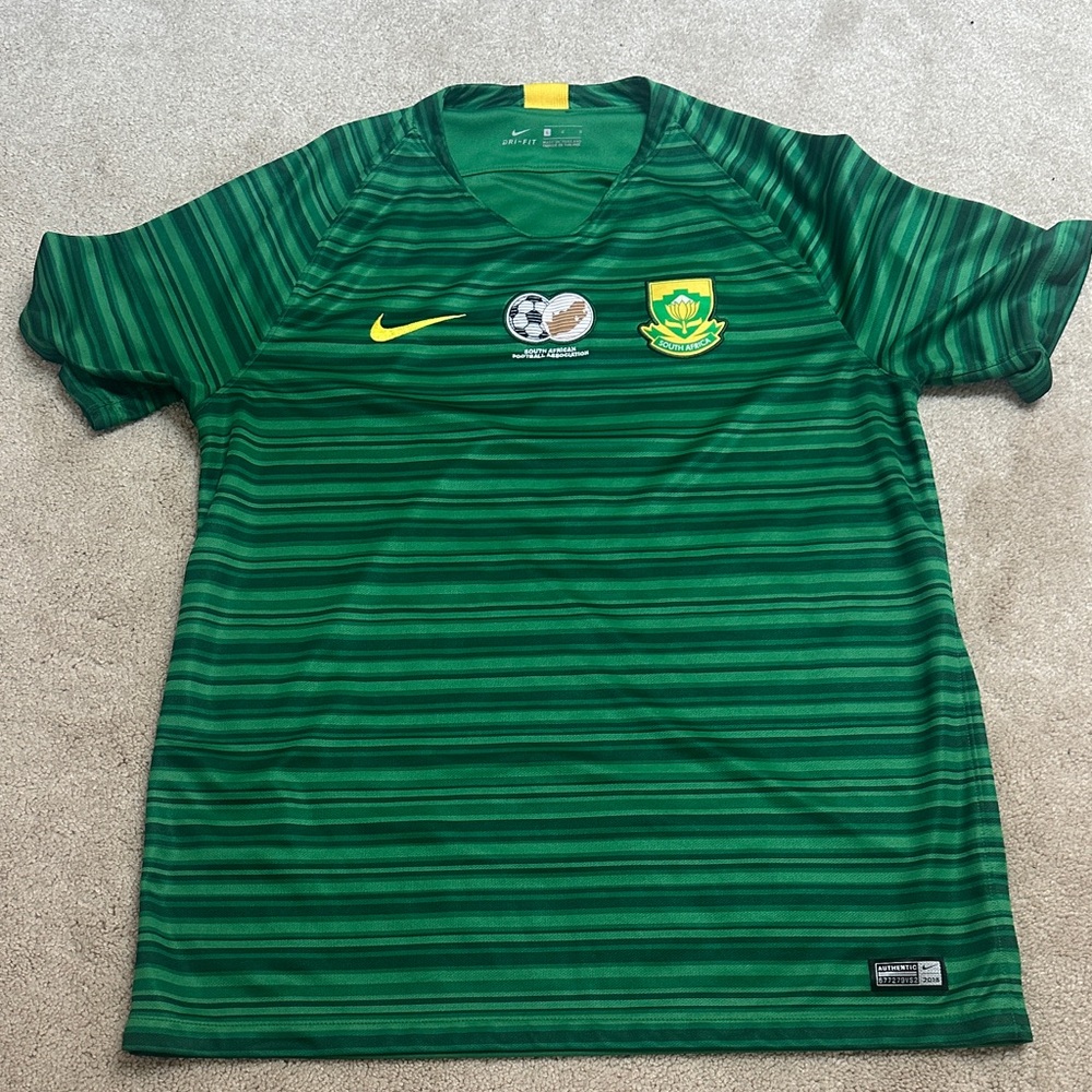 NIKE Dri-Fit South Africa Green Striped Soccer Jersey